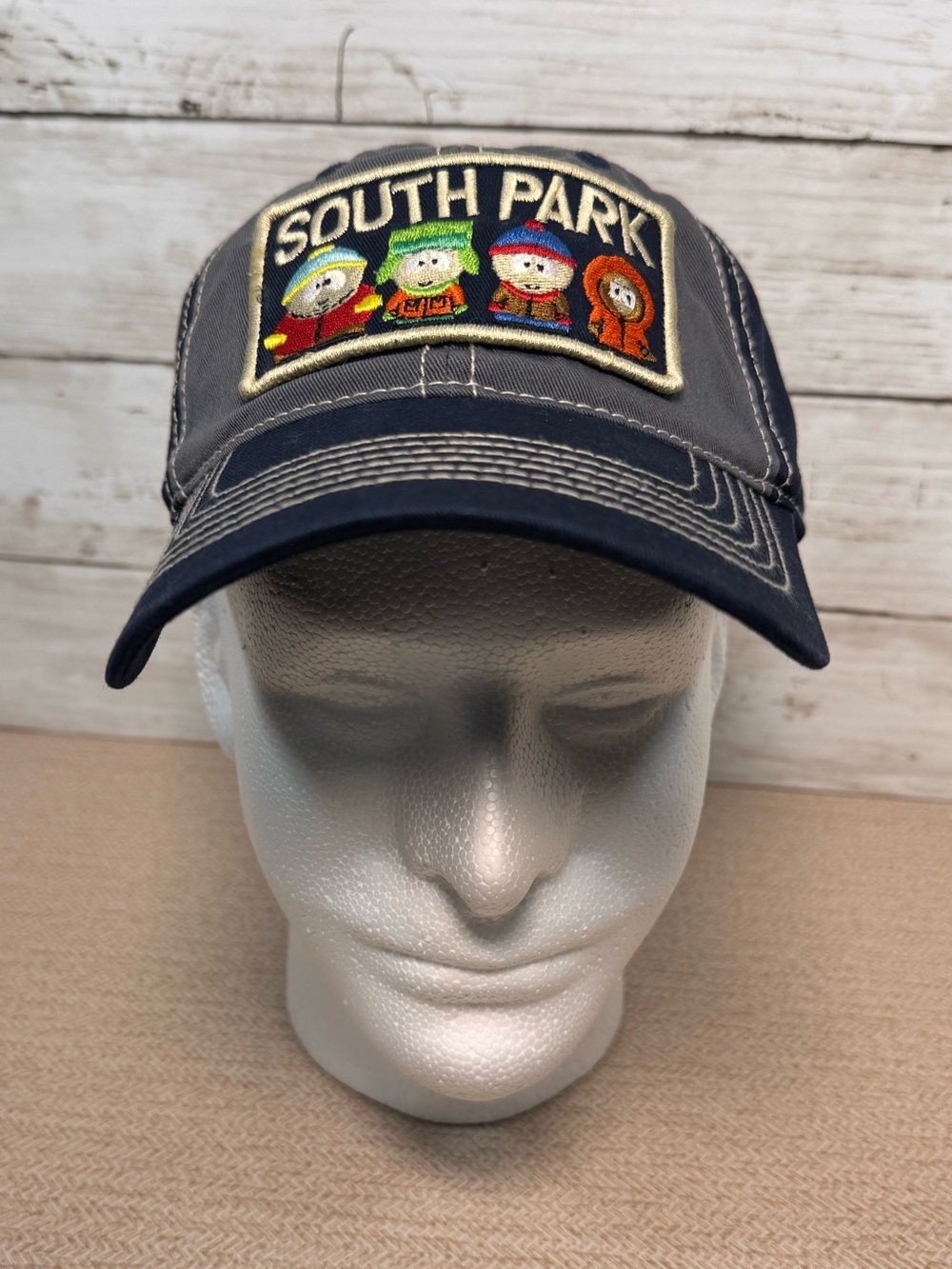 South Park Adjustable Baseball Cap Navy/Gray Embroidered Cartman Kyle Stan Kenny